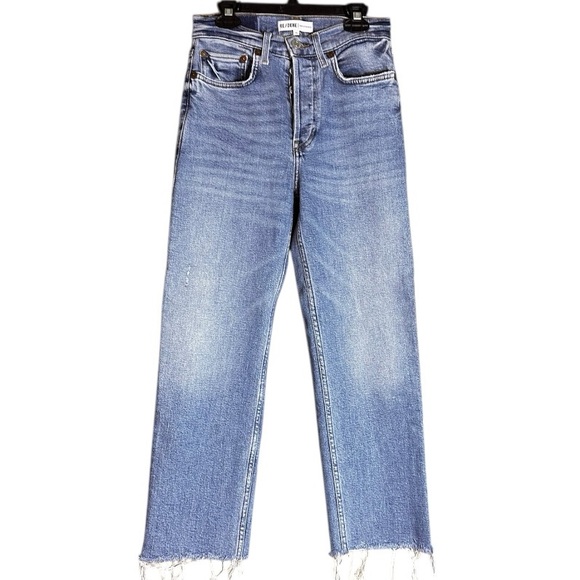Re/Done High Rise Stove Pipe Light Stone Blue Denim Jeans Size 25 📦 - Picture 1 of 9